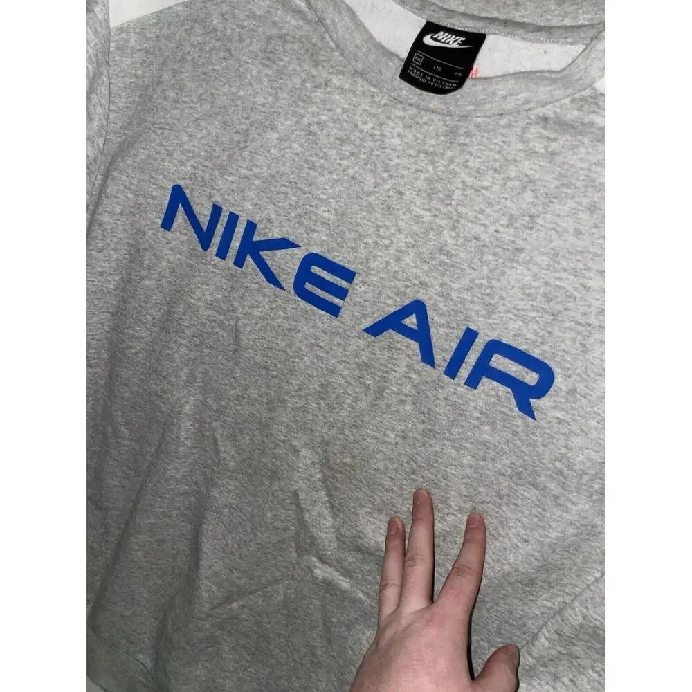 Nike Air Sportswear Crewneck Mens 2XL Spell Out Color‎ Block Gray Blue Pullover - Picture 3 of 5